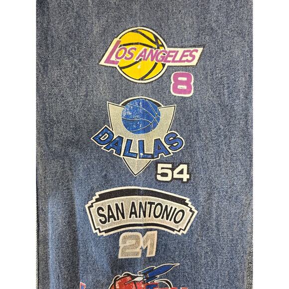 VINTAGE XCLUSIVE NBA Jeans Size 34 x34 womens Mens Los Angeles Sacramento Boston - Picture 12 of 14